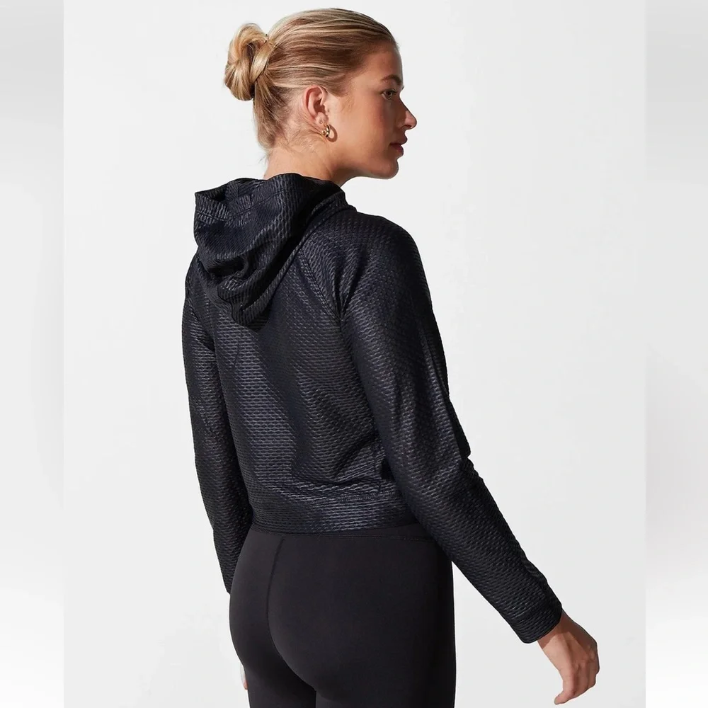 NWT Noli Liquid Mesh Icon Hoodie Black Gloss sz S - Picture 3 of 7